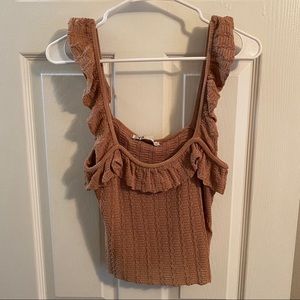 Zara Beige Off Shoulder Tank